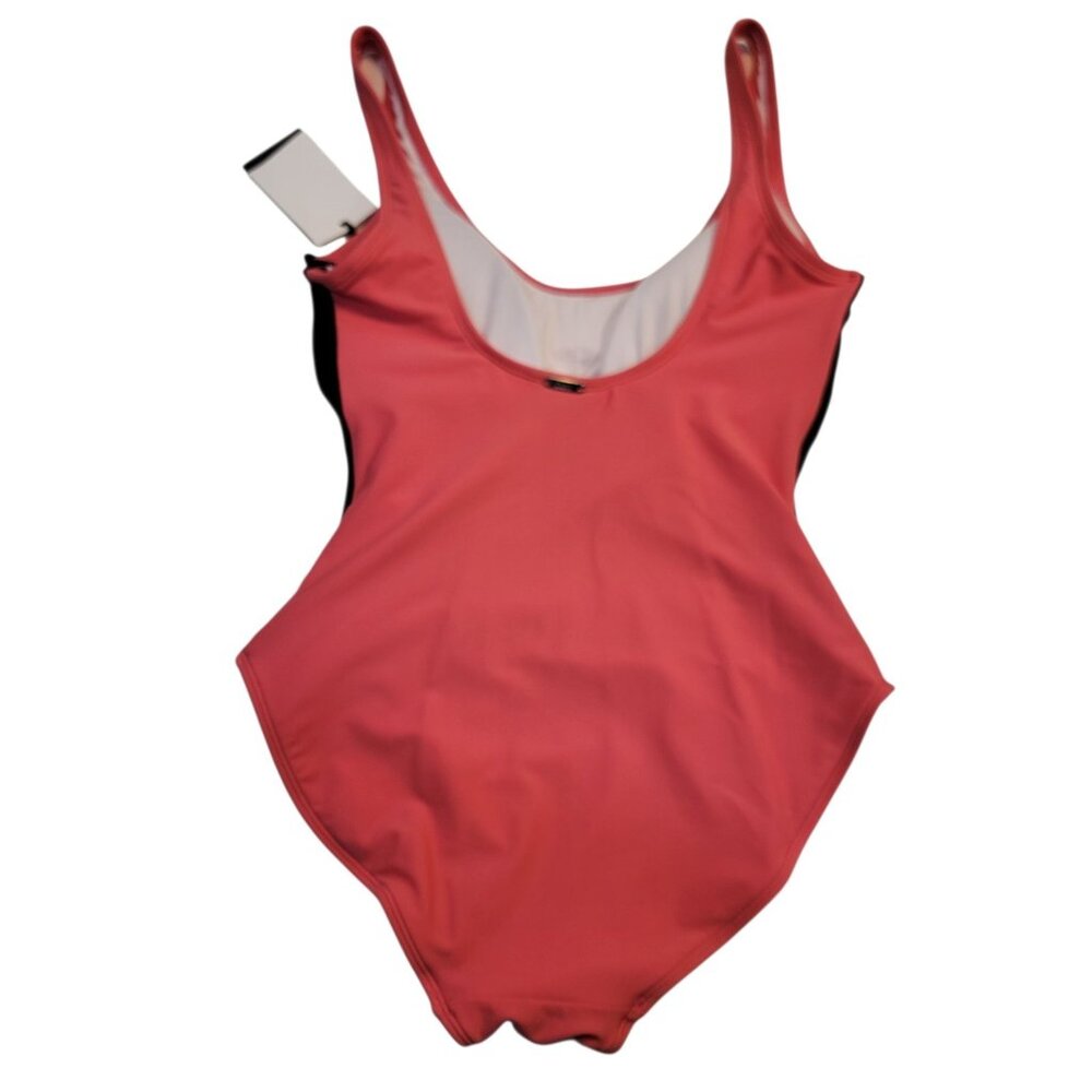 DKNY Ruched V-Neck One-Piece‎ Swimsuit Watermelon Sz 10 NWT - Picture 2 of 11